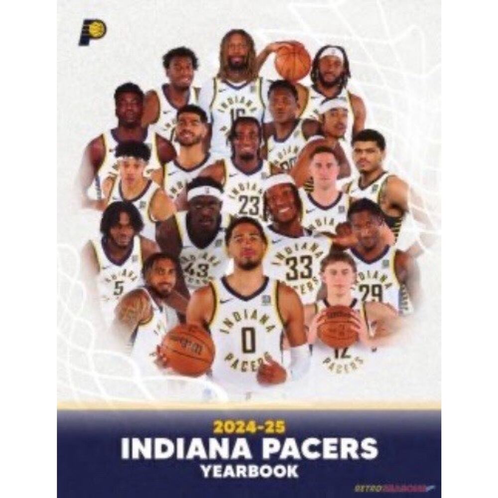 Indiana Pacers 2024-25 Yearbook NBA Team Season Cover On 12x8in Metal Sign